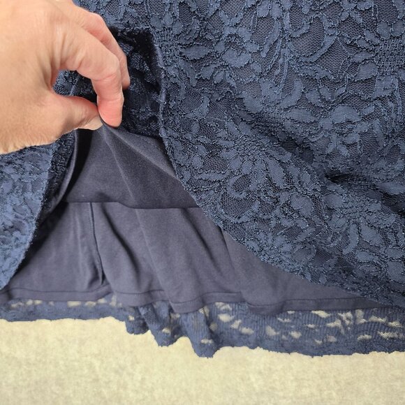 Catherines Navy Blue Womens Lace Dress 4X Nylon/Polyester Blend Short Sleeve - Picture 3 of 7